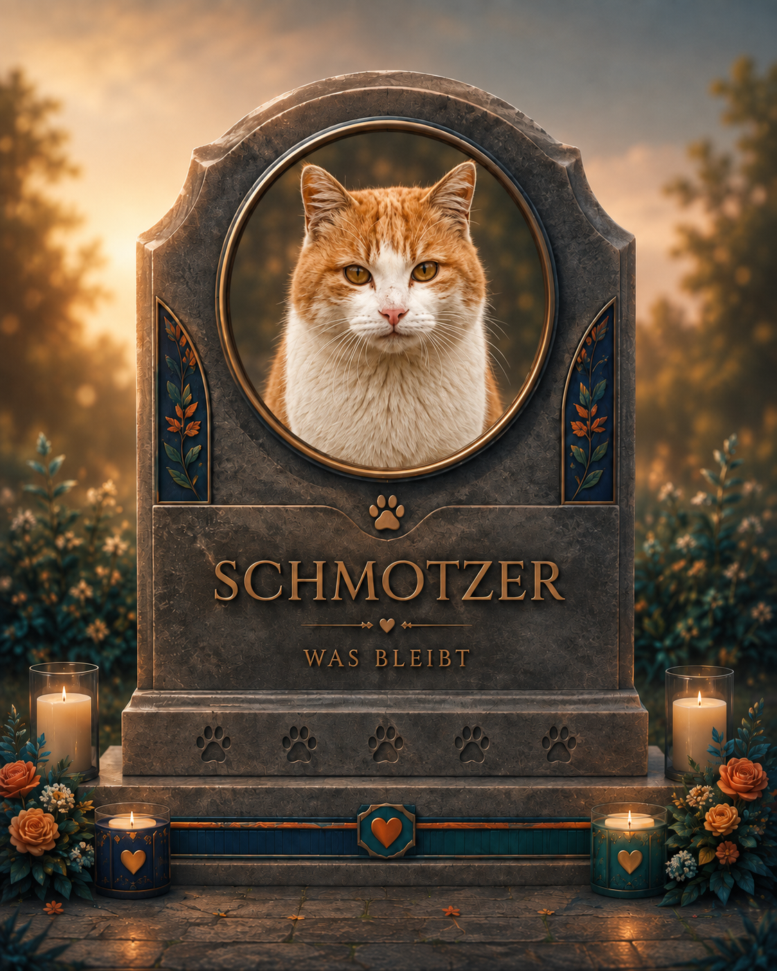 Denkmalgrafik für Schmotzer mit Portrait-Medaillon